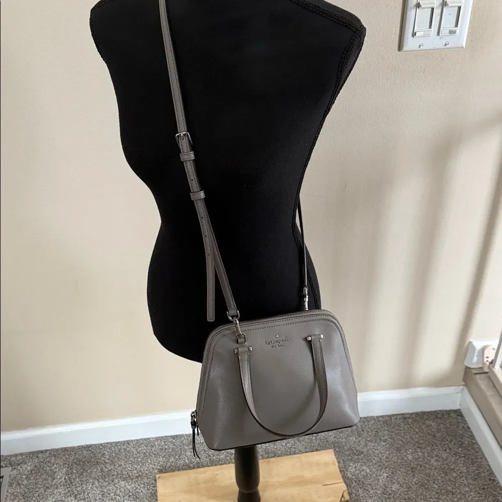 Kate Spade Gray Leather Dome Satchel Crossbody Bag